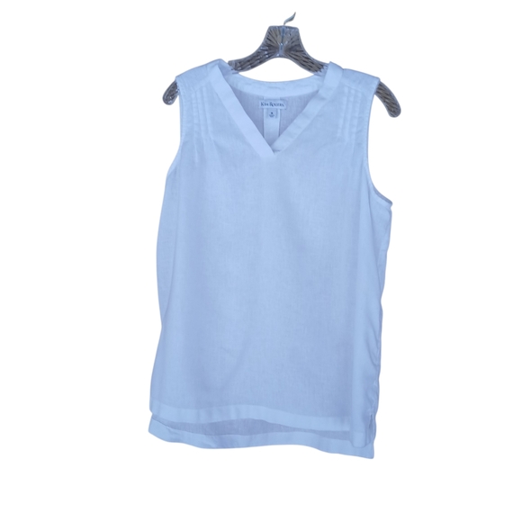 Kim Rogers Tops - Kim Rogers White Sleeveless Linen Blend Tunic Medium